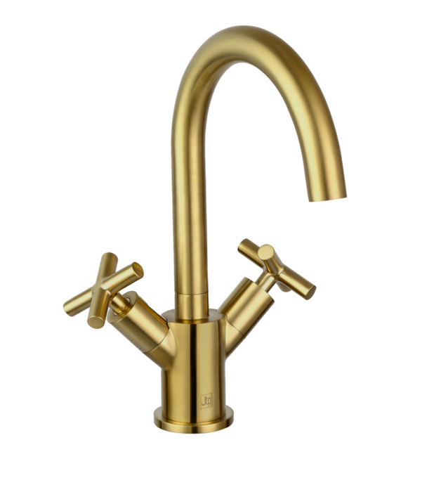 JTP Solex Brushed Brass Mono Deck Mounted Swivel Spout Basin