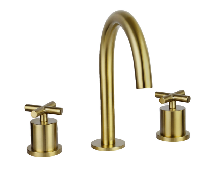 JTP Solex Brushed Brass 3 Hole Deck Mounted Basin Mixer