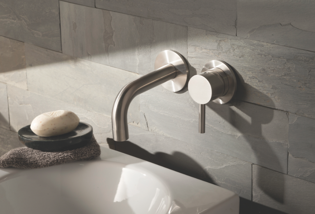 JTP Inox Pure Stainless Steel Wall Mounted Basin Mixer - Select Size