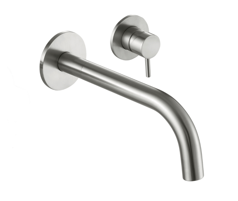 JTP Inox Pure Stainless Steel Wall Mounted Basin Mixer - Select Size