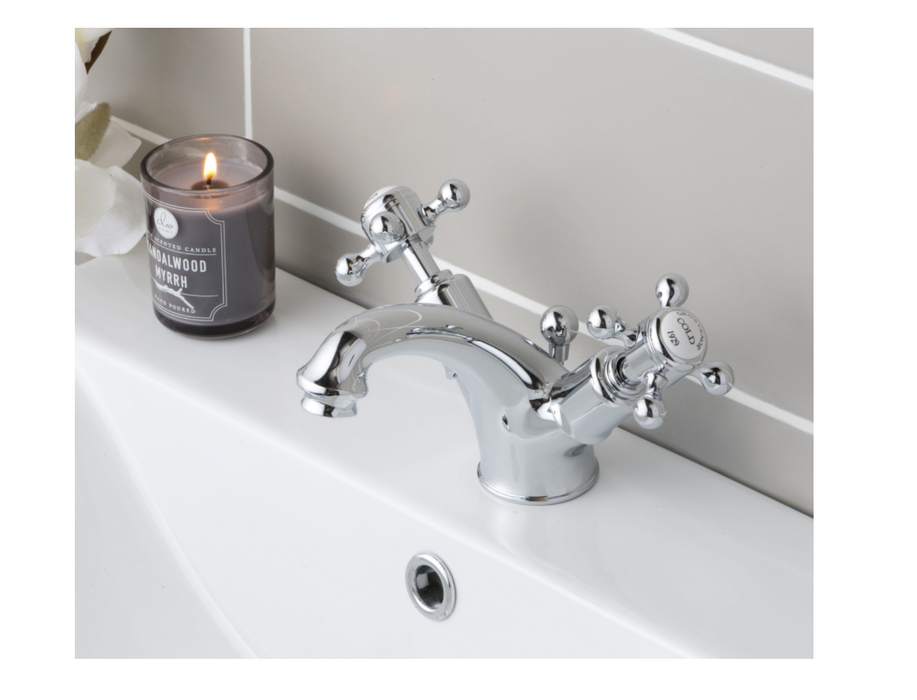 JTP Grosvenor Chrome Cross Basin Mixer with Pop-up Waste
