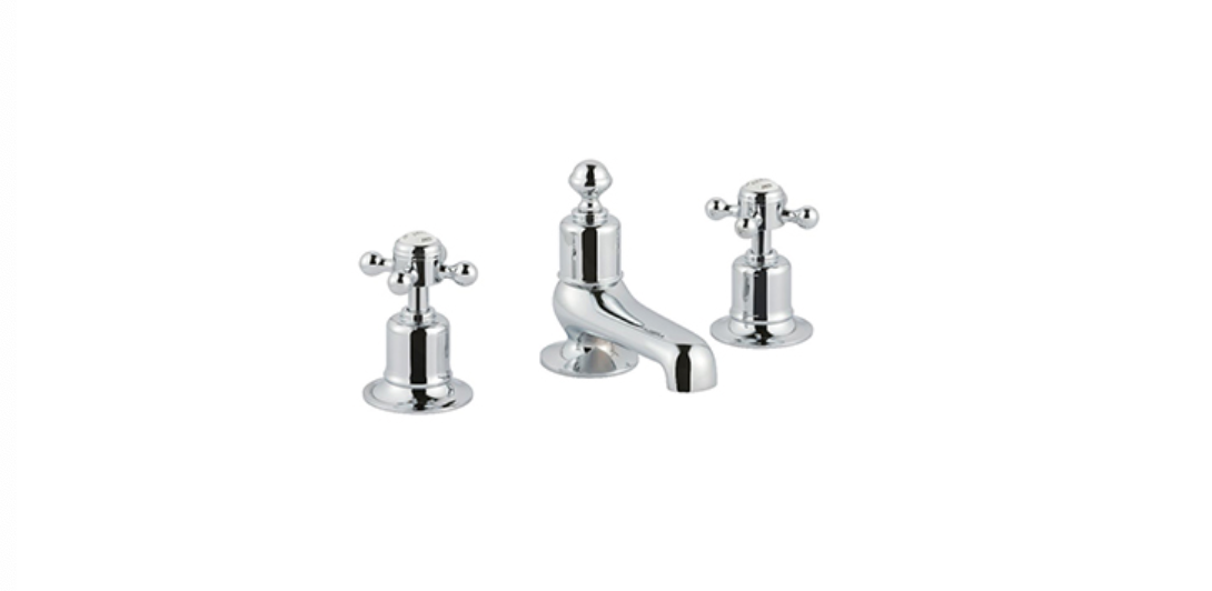 JTP Grosvenor Chrome Cross 3 Hole Basin Mixer