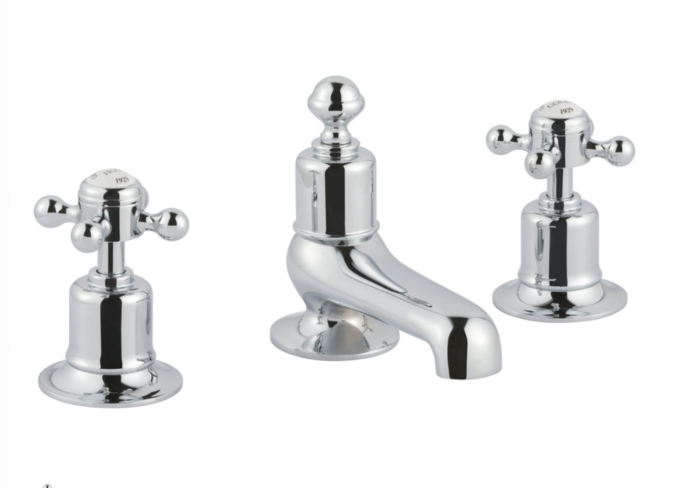 JTP Grosvenor Chrome Cross 3 Hole Deck Mounted Bath Filler