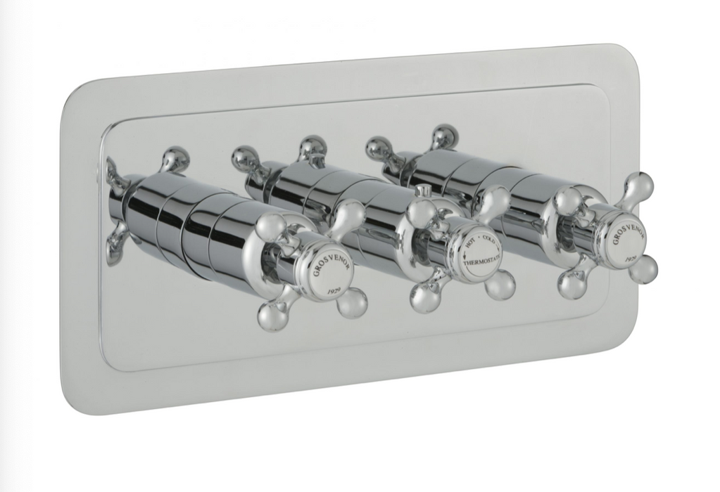 JTP Grosvenor Horizontal Chrome Cross Thermostat Outlet Shower Valve - Select Outlet