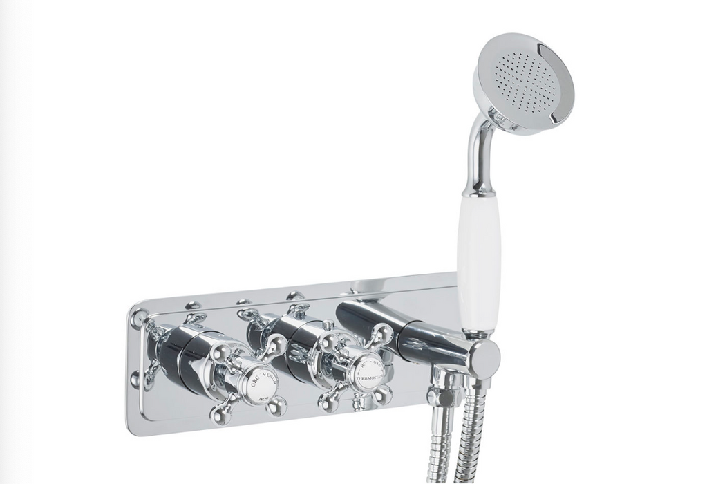 JTP Grosvenor Chrome Thermostatic Concealed 2 Outlet Valve + Handset