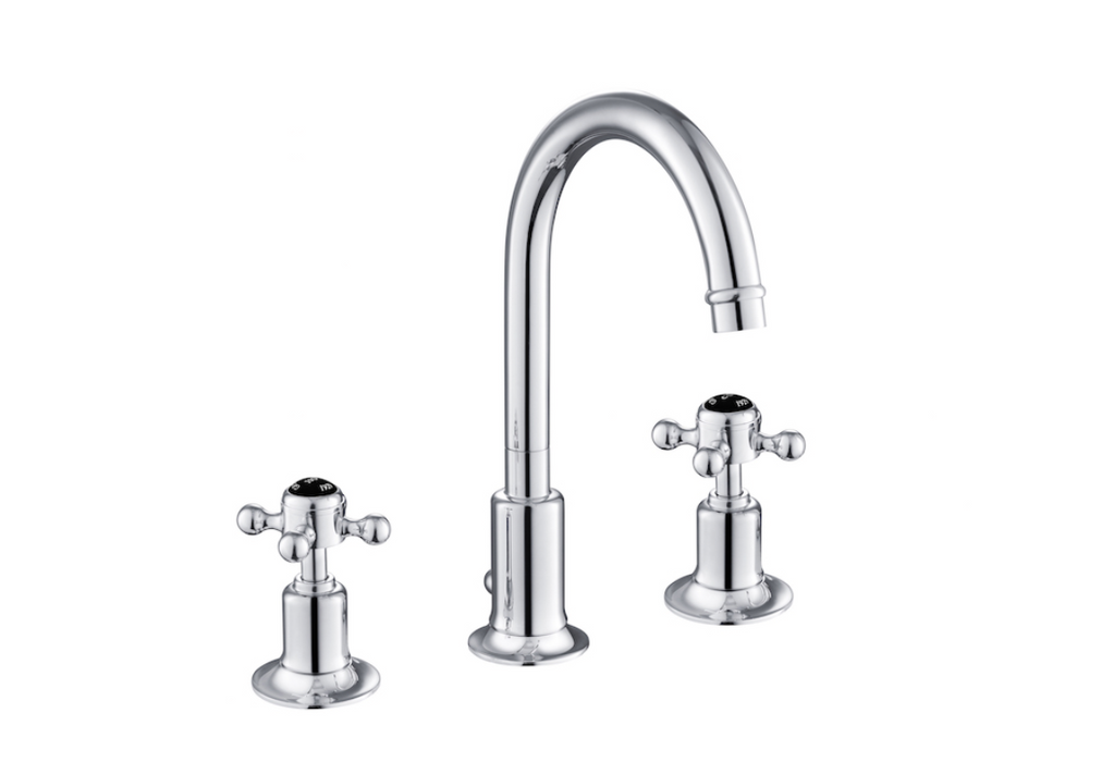 JTP Grosvenor Black Edition Cross 3 Hole Basin Mixer