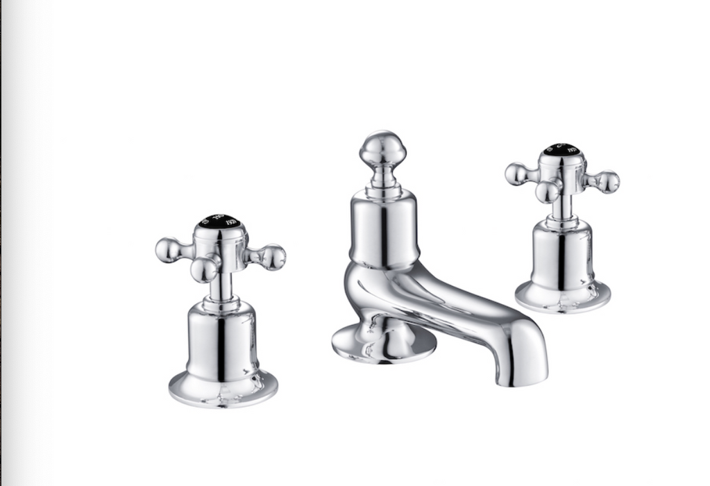 JTP Grosvenor Black Edition Cross 3 Hole Deck Mounted Bath Filler