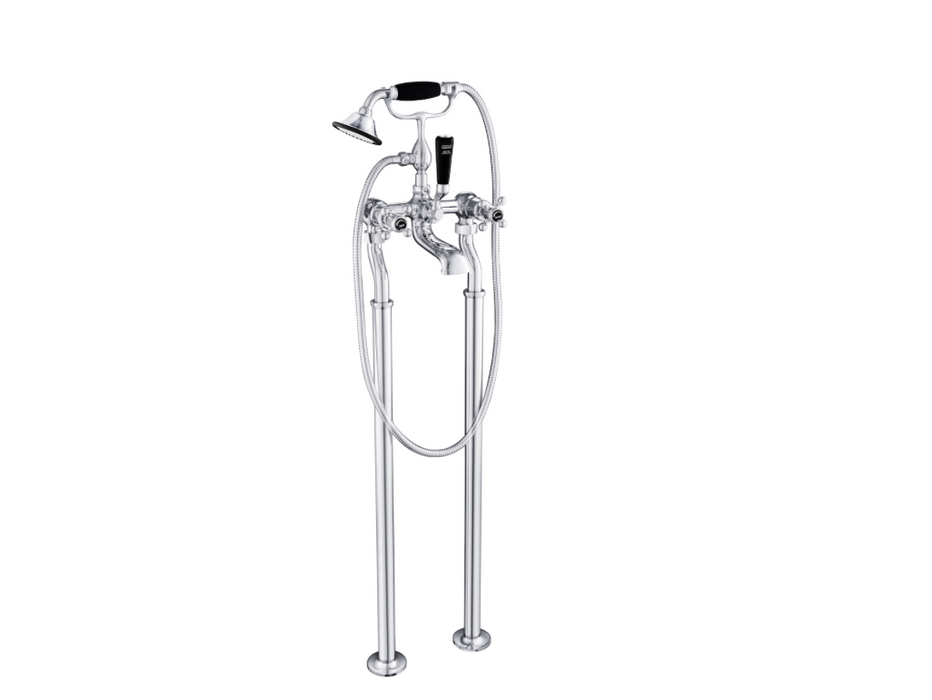 JTP Grosvenor Black Edition Cross Wall Mounted Bath Shower Mixer with Kit