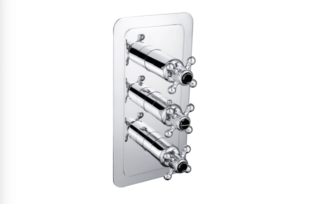 JTP Grosvenor Black Edition Cross Thermostatic Outlet Shower Valve - Select Outlet