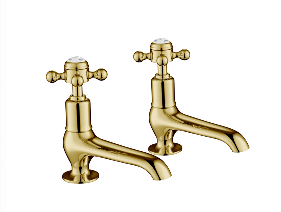 JTP Grosvenor Cross Antique Brass Edition Long Nose Basin Taps