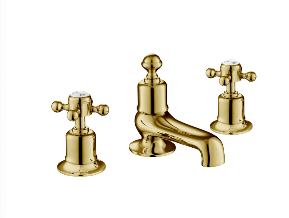 JTP Grosvenor Cross Antique Brass Edition Deck Mounted 3 Hole Bath Filler