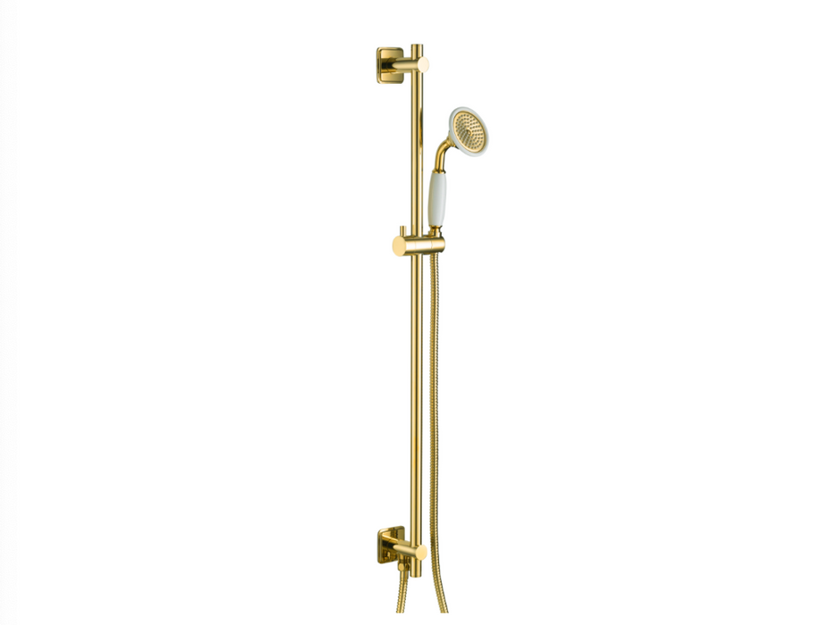 JTP Grosvenor Cross Antique Brass Edition Slide Rail Kit, Single Function Handset + Hose