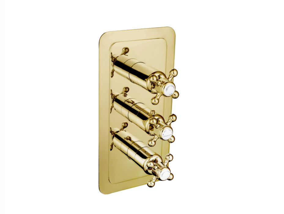 JTP Grosvenor Cross Antique Brass Edition Thermostatic Outlet Shower Valve - Select Outlet