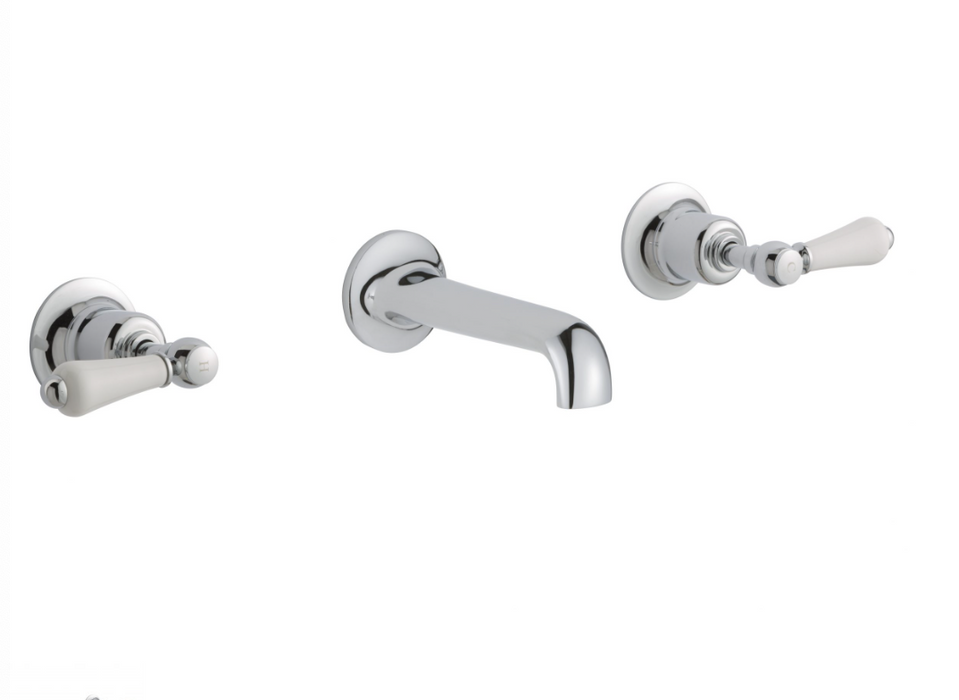JTP Grosvenor Lever Chrome Wall Mounted 3 Hole Basin Mixer