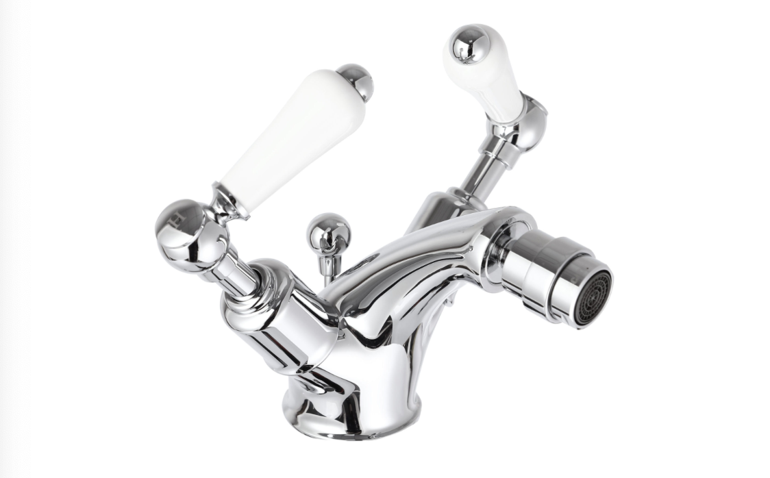 JTP Grosvenor Lever Chrome Bidet Mixer with Pop Up Waste
