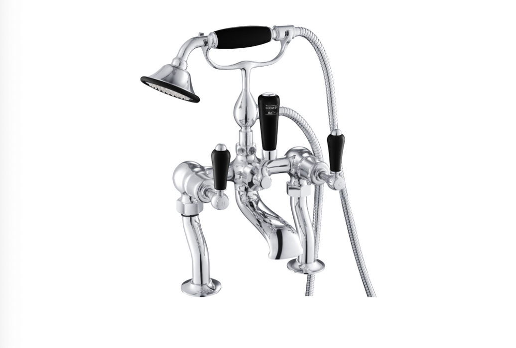 JTP Grosvenor Lever Black Edition Deck Mounted Bath Shower Mixer with Kit