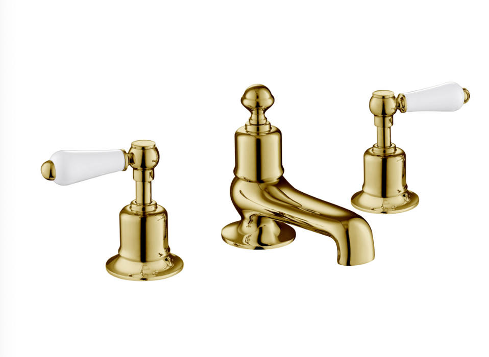 JTP Grosvenor Lever Antique Brass Edition Deck Mounted 3 Hole Bath Filler