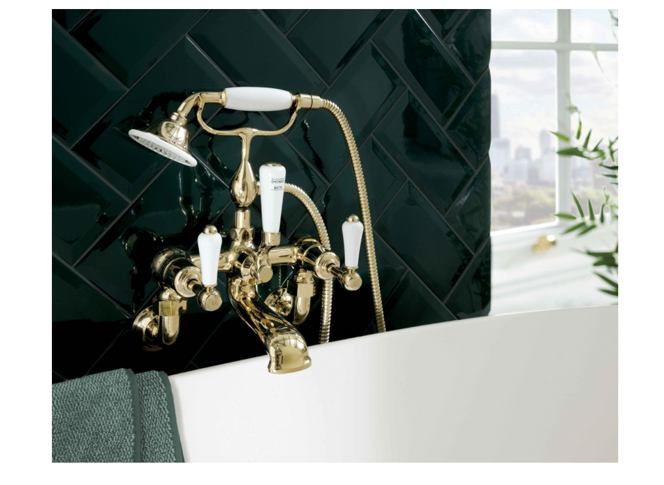 JTP Grosvenor Lever Antique Brass Edition Wall Mounted Shower Mixer with Kit
