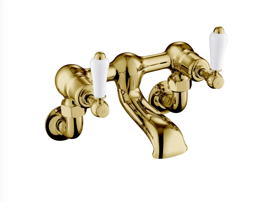 JTP Grosvenor Lever Antique Brass Edition Wall Mounted Bath Filler