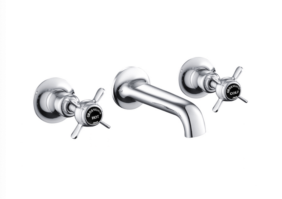 JTP Grosvenor Pinch Black Edition Wall Mounted 3 Hole Basin Mixer