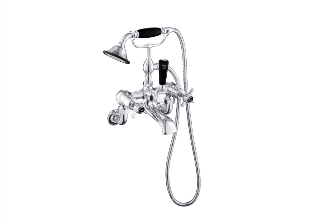 JTP Grosvenor Pinch Black Edition Wall Mounted Bath Shower Mixer with Kit
