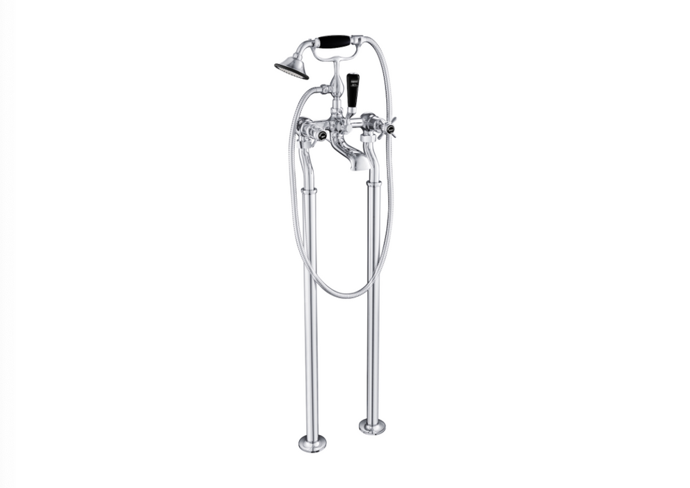 JTP Grosvenor Pinch Black Edition Freestanding Bath Shower Mixer with Kit
