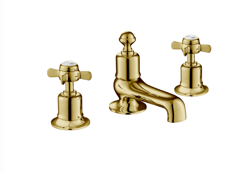 JTP Grosvenor Pinch Antique Brass Edition Deck Mounted 3 Hole Bath Filler