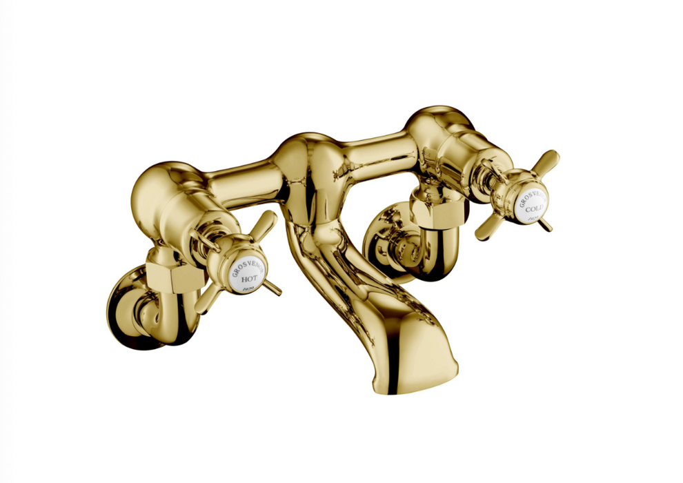 JTP Grosvenor Pinch Antique Brass Edition Wall Mounted Bath Filler