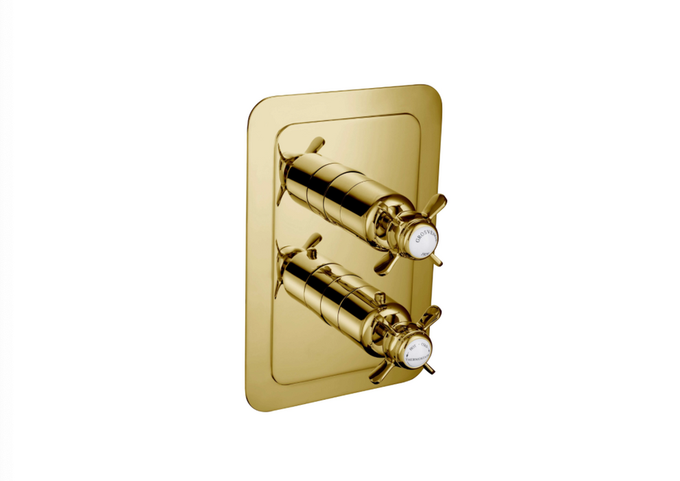 JTP Grosvenor Pinch Antique Brass Edition Thermostatic Outlet Shower Valve - Select Outlet
