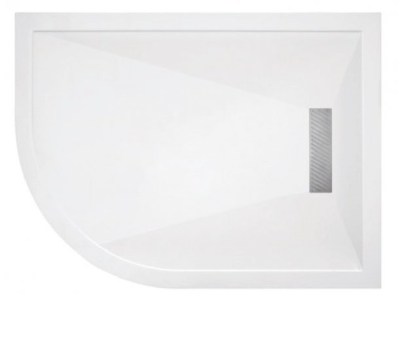 TM Offset Quadrant 25mm High Linear Stone Resin Shower Tray - Select Size