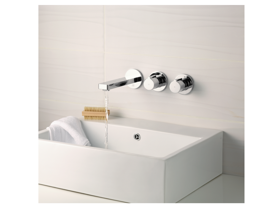 JTP Hugo Chrome Wall Mounted 2 Handle Basin Mixer