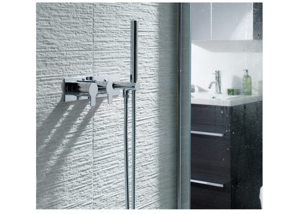 JTP Amore Chrome Thermostatic Concealed 2 Outlets Shower Valve with Handset
