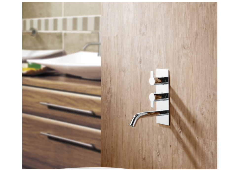 JTP Amore Chrome Thermostatic Concealed 2 Outlets Shower Valve with Spout