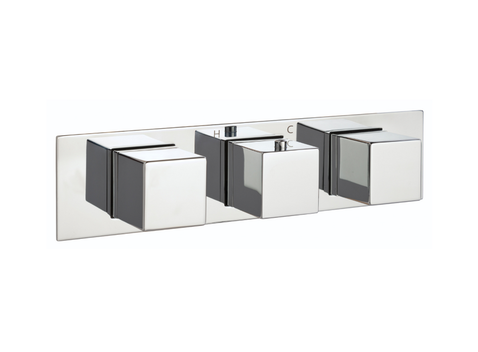 JTP Athena Chrome Horizontal Slimline Thermostatic Concealed Outlet Shower Valve - Select Outlet