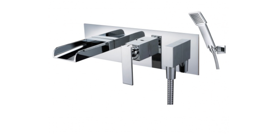 JTP Cascata Chrome Wall Mounted Bath Shower Mixer with Kit