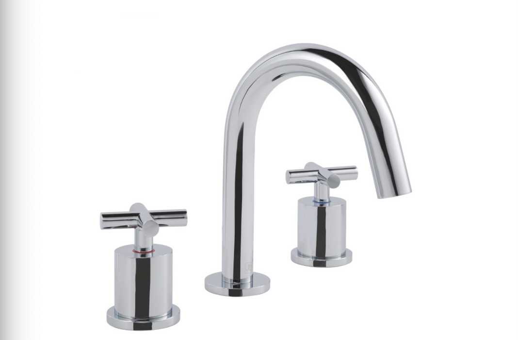 JTP Solex Chrome Deck Mounted 3 Hole Basin Mixer