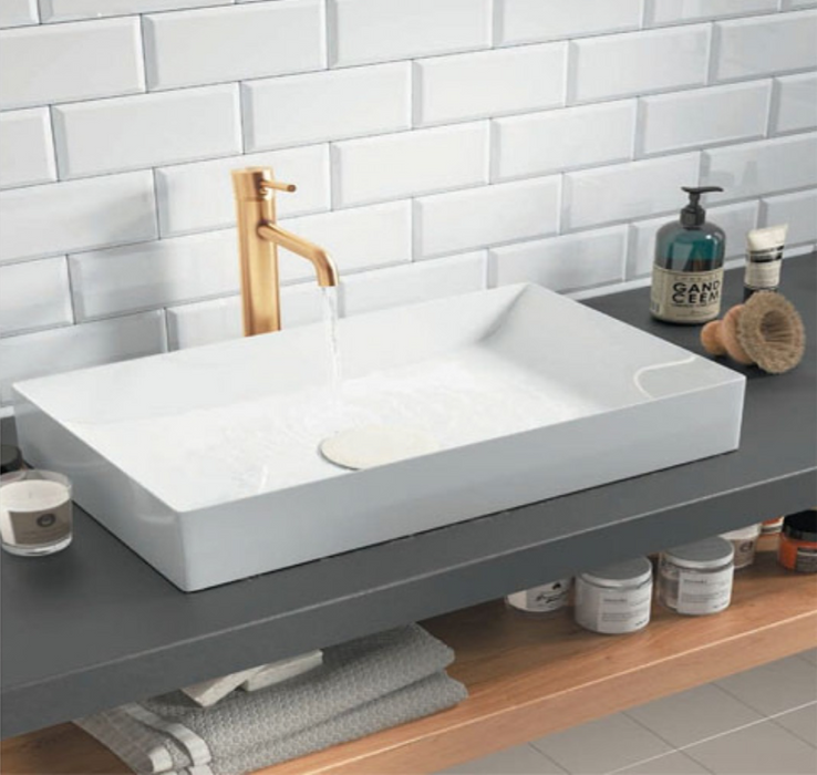 Stance White Rectangular Counter Top Basin 420mm