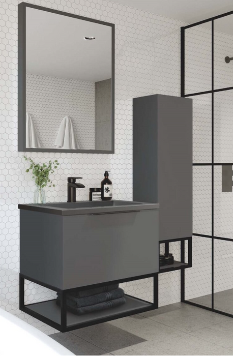 Ambience 800 Grey Oak LED Wall Hung Vanity with Grey Basin