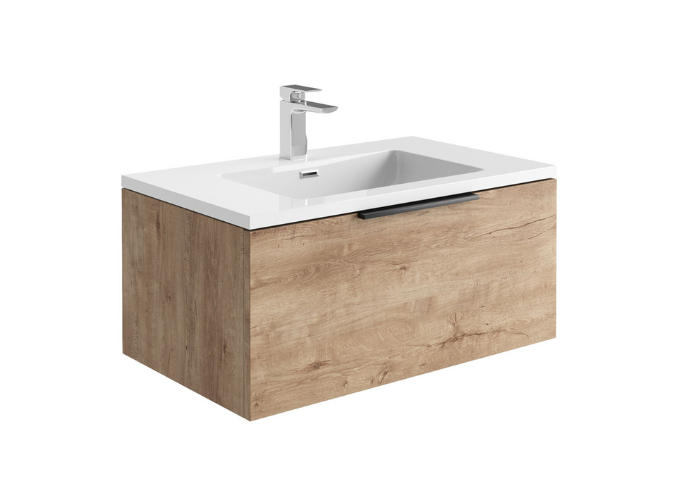Ambience 800 Grey Oak LED Wall Hung Vanity with Grey Basin