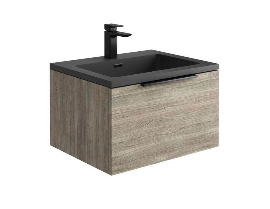 Ambience 800 Grey Oak LED Wall Hung Vanity with Grey Basin
