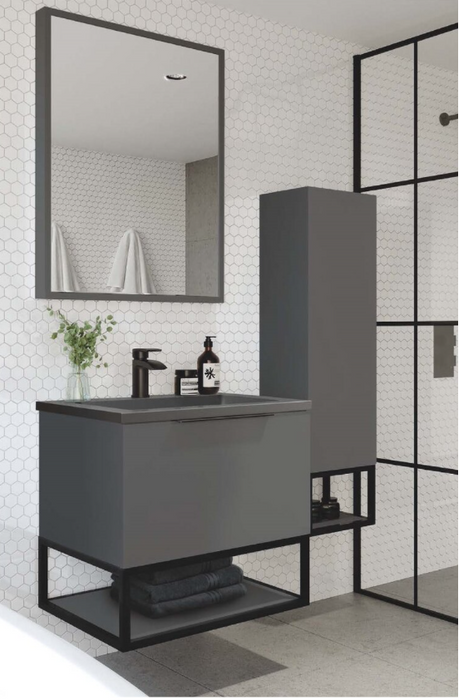 Ambience Matt Grey Tall Boy Cabinet 900mm