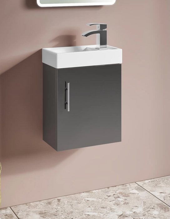 Lanza White 400 Wall Hung Cloak Vanity with Basin