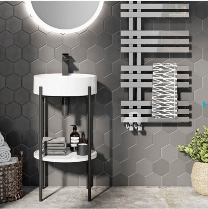 Gloss Basin 450 with Freestanding Noir Mono Round Stand