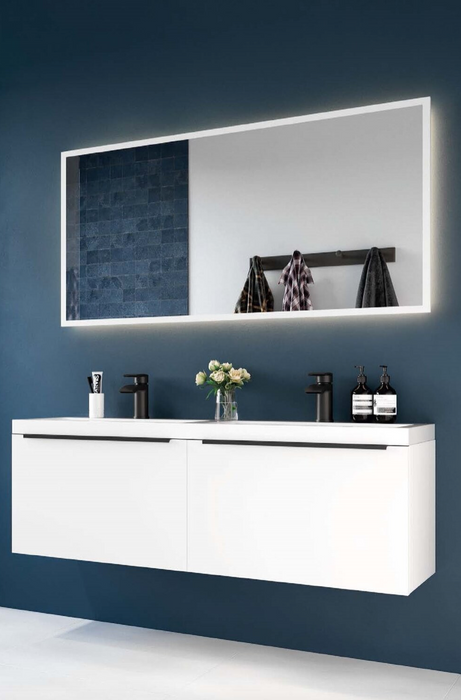 Muro Gloss White 1200 Vanity with Basin and Black Handle
