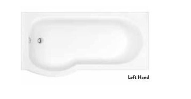 P Shape Acrylic Shower Bath with Front Panel & Shower Screen RH 1700 x 850mm