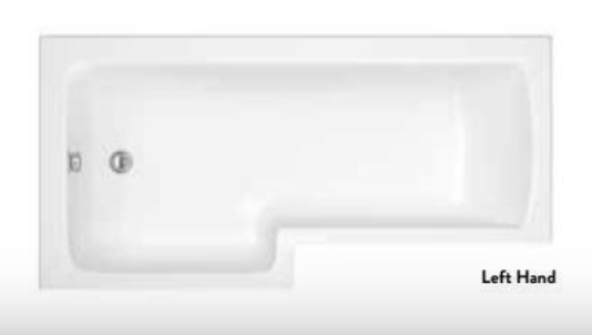 L Shape Acrylic Shower Bath with Front Panel & Shower Screen LH 1700 x 850mm