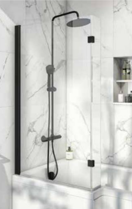 Dark Edge L Shape Noir Profile 6mm Thick Bath Screen