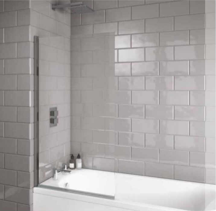 S6 Chrome Square Edge 6mm Thick Bath Screen 1400 x 800