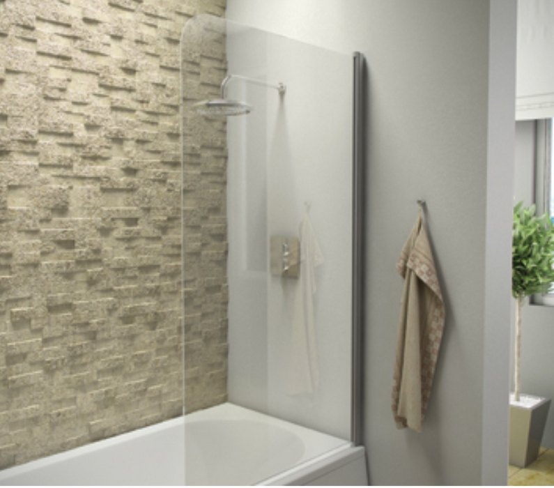 S6 Chrome Radius Edge 6mm Thick Bath Screen 1400 x 800