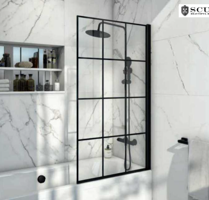 S6 Noir Black Grid 6mm Bath Screen 1400 x 800mm